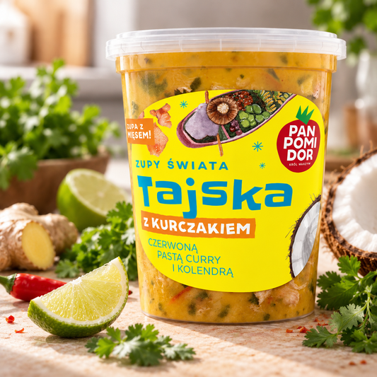 Zupa Tajska z kurczakiem, czerwoną pastą curry i kolendrą 400 g
